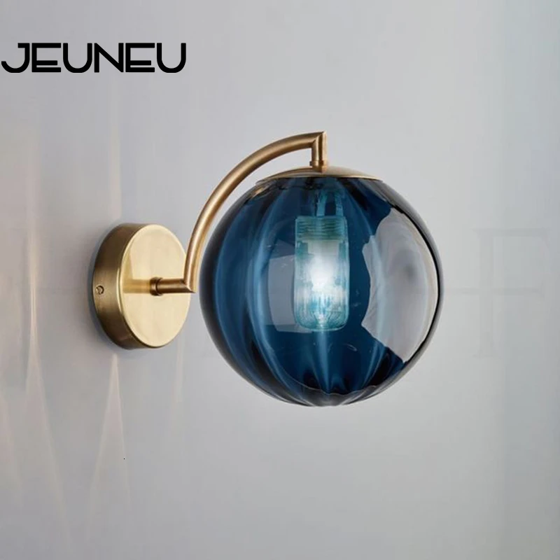 Современный простой настенный светильник G4 светодиодный цветной стеклянный шар