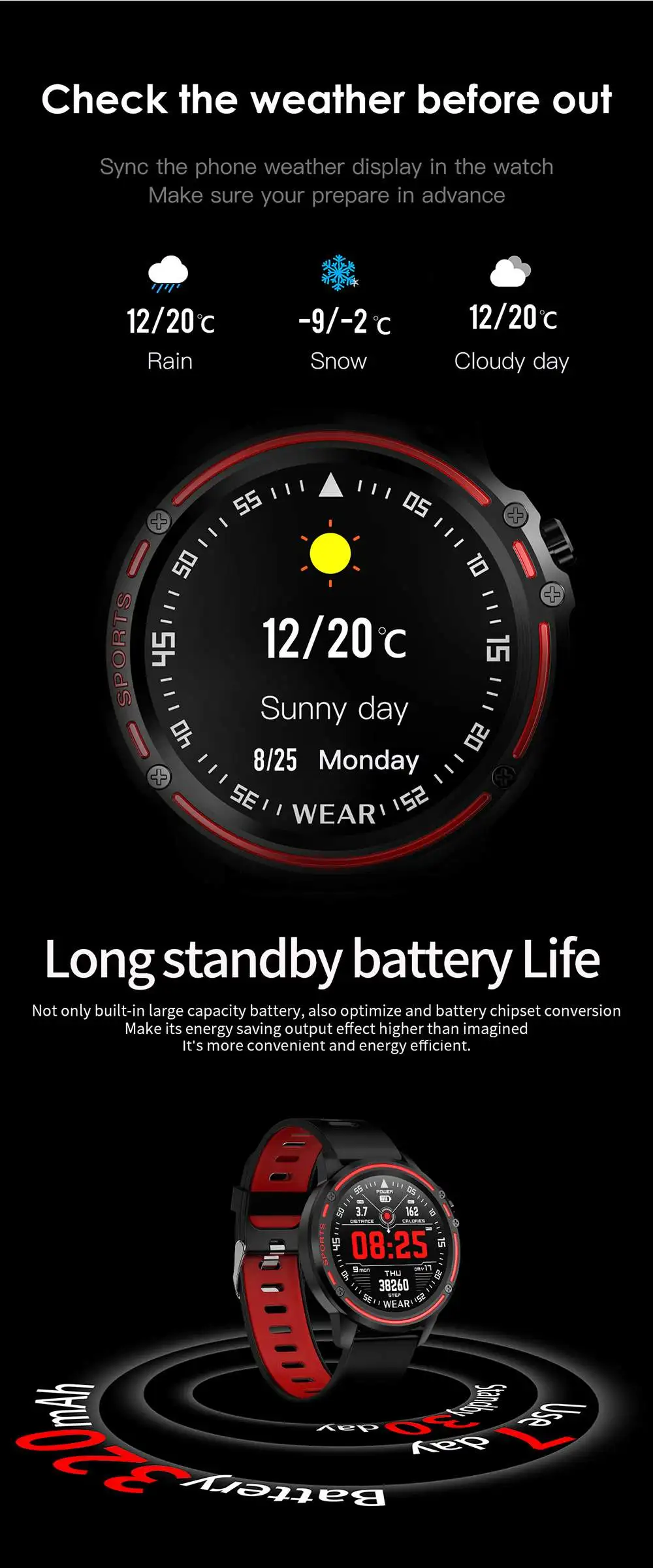 Bakeey L8 ECG+ PPG монитор кровяного давления O2 Смарт-часы погода толчок bluetooth Музыка Смарт Спорт носимые устройства