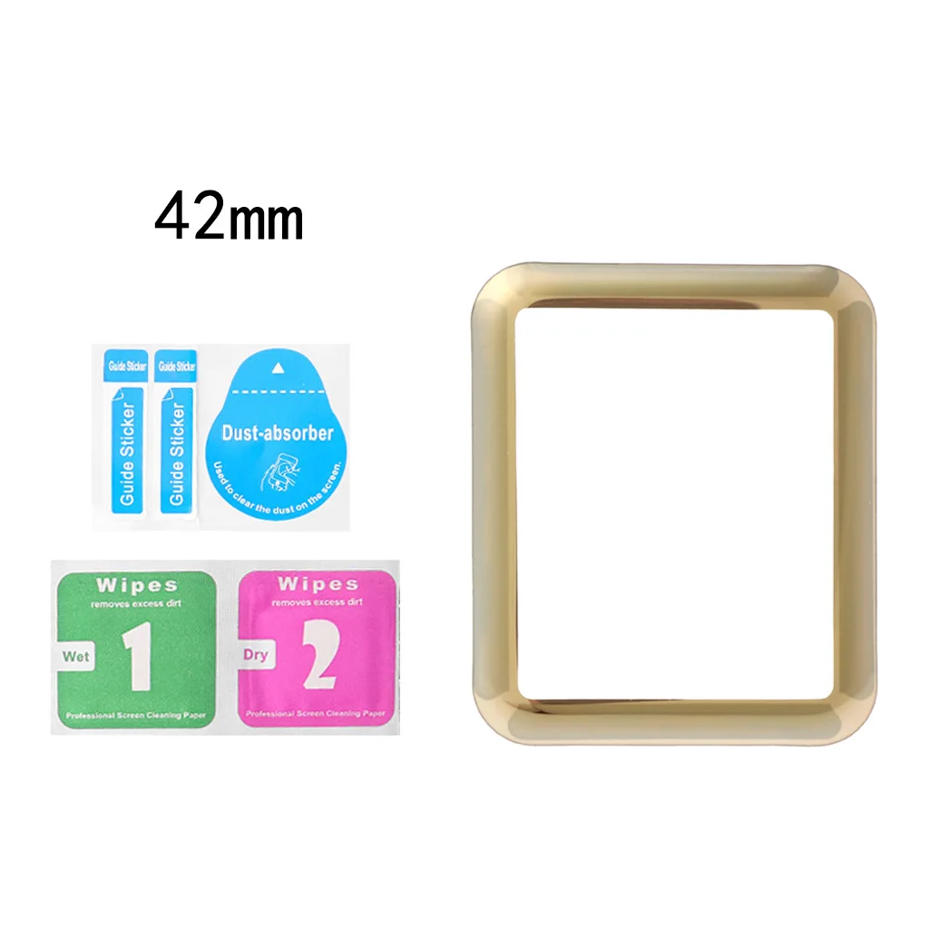 42mm (iW123) Gold С уровнем твердости 9H 3D изогнутое полное покрытие закаленное/мягкий ТПУ Стекло Экран Защитная пленка для Apple Watch iWatch серии 1/2/3/4, брендовый, 38/42/40/44 мм - Цвет: 42mm (iW123) Gold