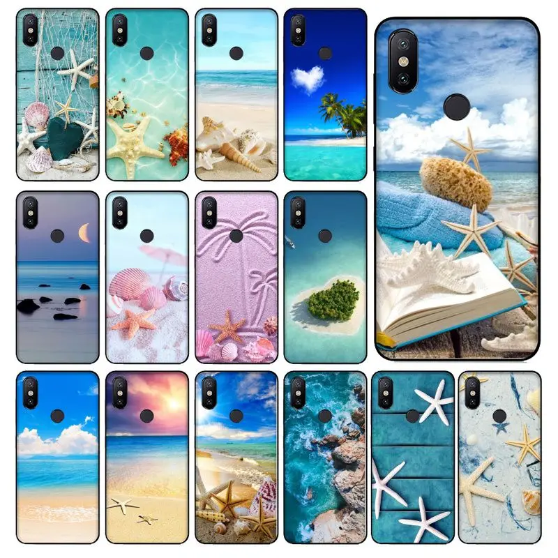 Пляж Морская звезда голубое небо ТПУ чехол для телефона с изображением на задней