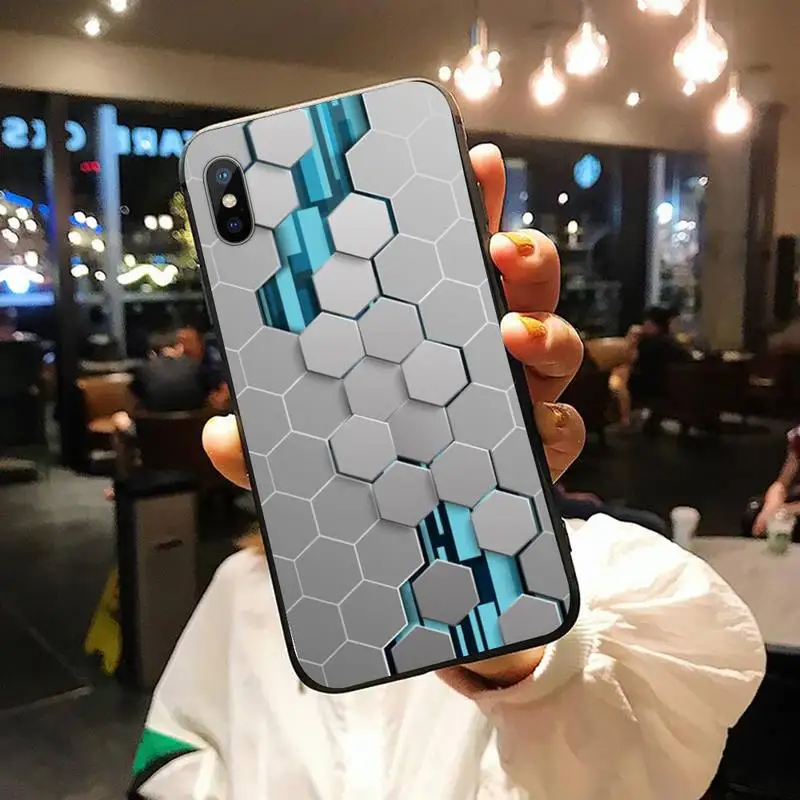 

Hexagonal lattice cool art pattern Phone Case for iPhone 11 12 pro XS MAX 8 7 6 6S Plus X 5S SE 2020 XR luxury design shell