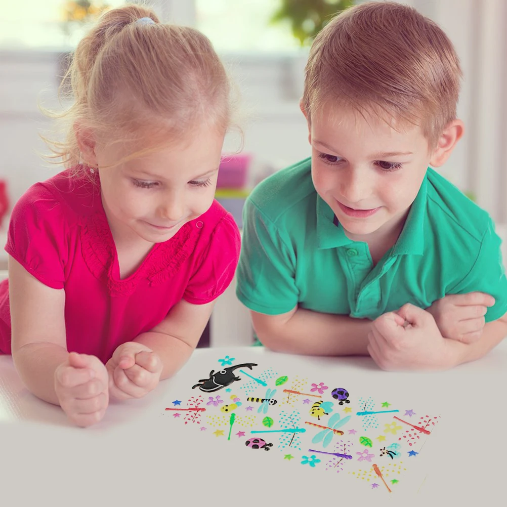 4 листа Мультяшные 3D наклейки в виде насекомых животных для детей игрушки