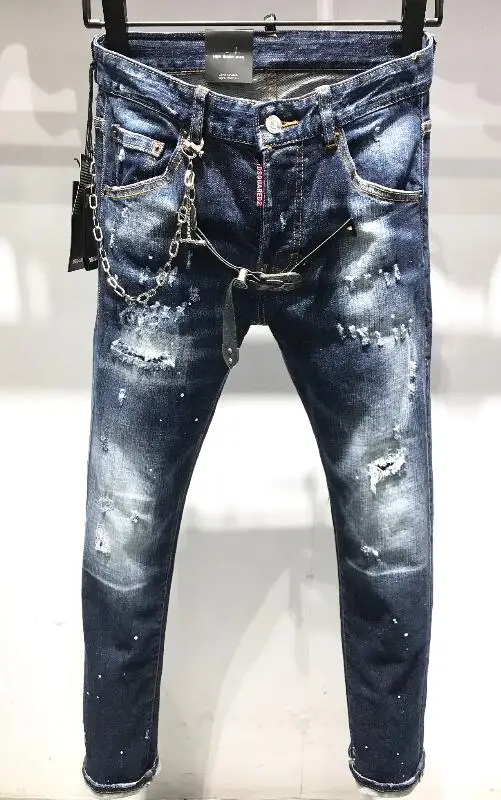 

Джинсы Dsquared2 с ремнем, дизайнерские рваные брюки, большой размер 44-54, итальянский бренд