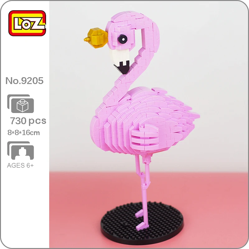 

LOZ 9205 животные мир мультфильм корона Фламинго розовая птица МОДЕЛЬ Сделай Сам мини алмазные блоки кирпичи игрушки для детей Подарки для дет...