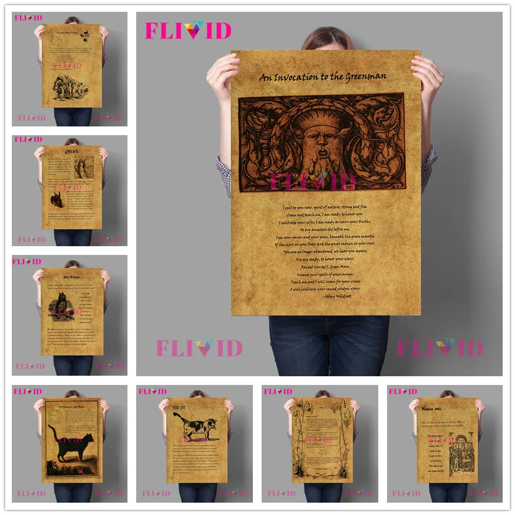 

Wizard Greenman Wishing Spell Nordic Poster Book of Shadows Wall Pictures For Living Room Wall Art Canvas Painting Unframed