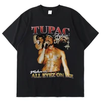 tupac 2pac amaru shakur raper fashion womenmen black t shirts aesthetic graphic unisex printed t shirts oversized tee shirt