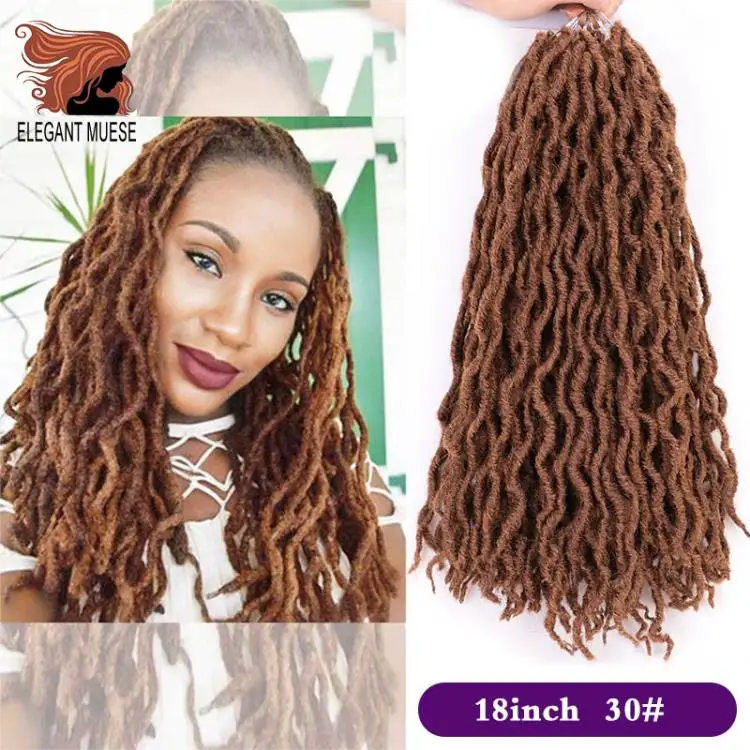 Элегантный MUSES Goddess Nu Locs, мягкие вязанные крючком волосы, косички, 12, 18 дюймов, faux Locs CURLY, синтетические волосы, предварительно петля, вязанные крючком косички