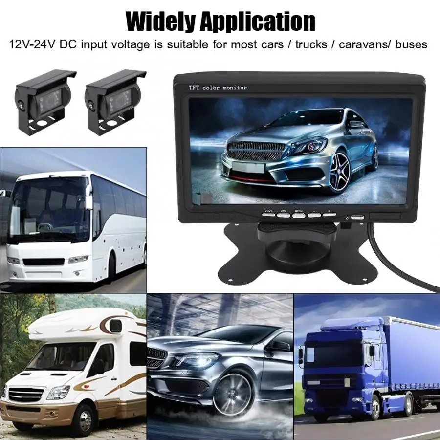 7 дюймов DC 12 V 24 800x480xRGB TFT ЖК монитор заднего вида Авто переключатель резервного
