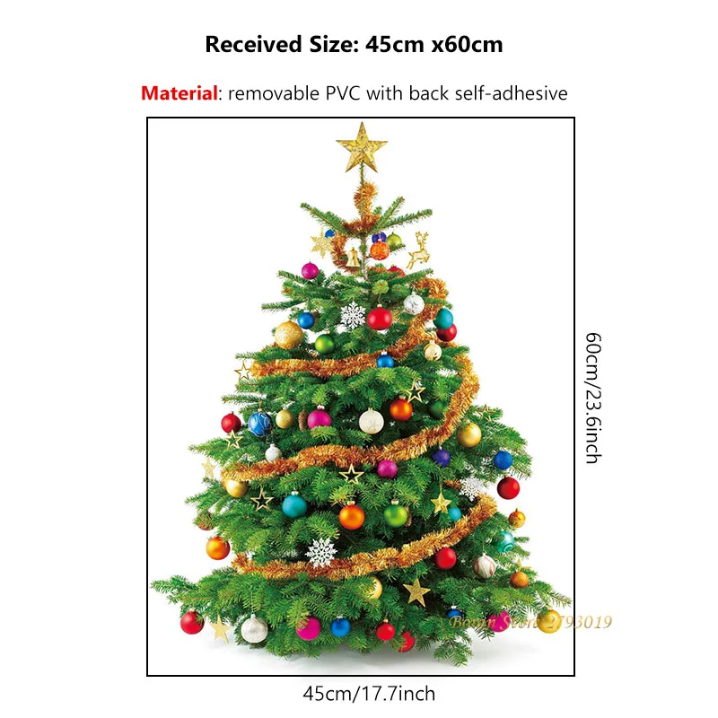 New Christmas Tree Wall Stickers for Living Room Kids Room Home Decoration Wall Decals for Glass Window Shop Showcase Home Decor