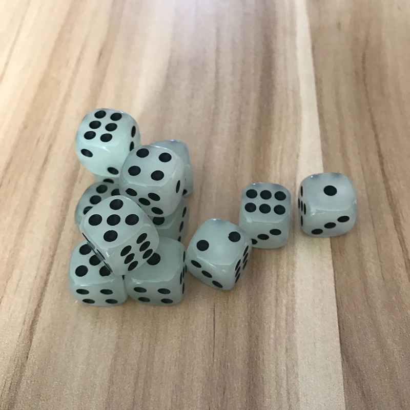 Новинка 6 шт./лот 14 мм светящиеся игральные кости с закругленными углами черные