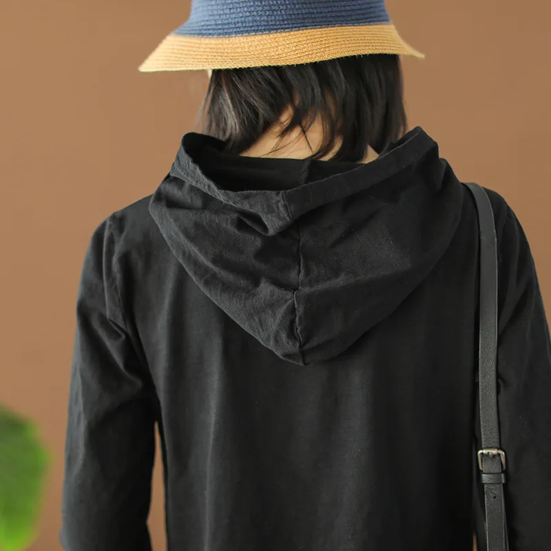 Женская футболка с капюшоном Повседневная однотонная свободная Универсальная в