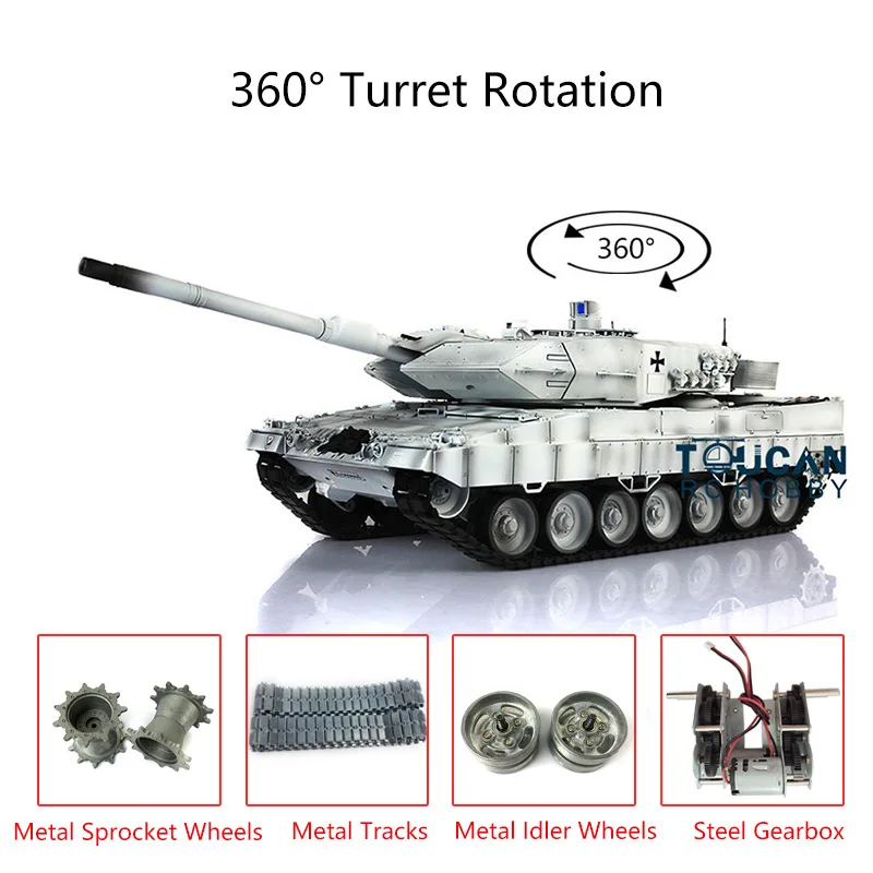 2 4G Heng Long 1/16 TK7.0 обновленный металлический Leopard2A6 RTR RC Танк 3889 Вт/360 ° револьверная