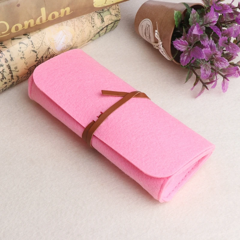 

Felt Sunglasses Bags Cases Portable Soft Glasses Package Accessories Belt Closure