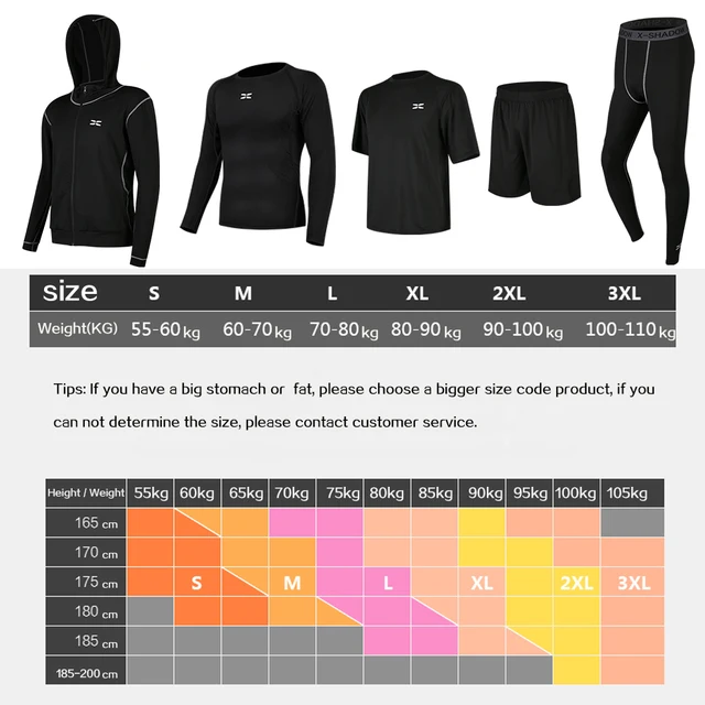 5 Pcs/Set Men's Tracksuit Gym Fitness Compression Sports Suit Clothes Running Jogging Sport Wear Exercise Workout Tights 5