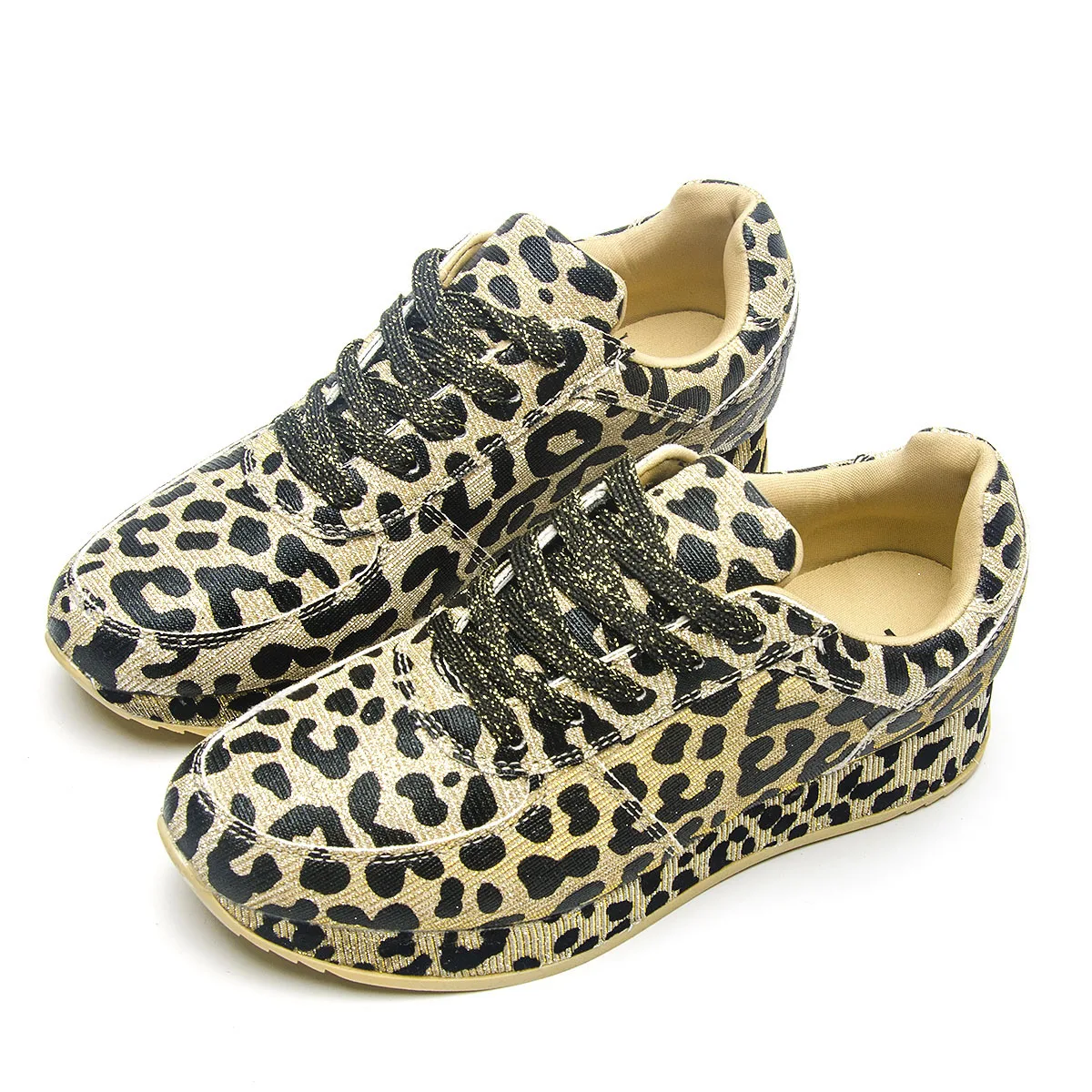 Женские кроссовки Fujin прогулочная обувь на платформе с леопардовым принтом