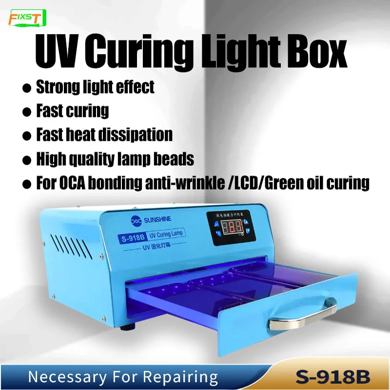 

SUNSHING UV Curing Light Box S-918B Fast curing High Quality Lamp Beads For OCA Bonding Anti-Wrinkle LCD Green Oil Curing