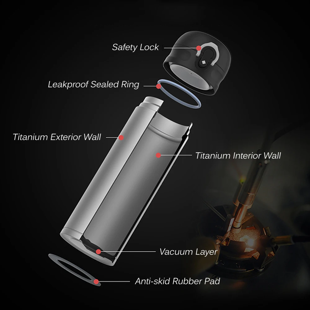 Lixada 400 мл походная титановая Вакуумная бутылка для воды фитнеса Спортивная