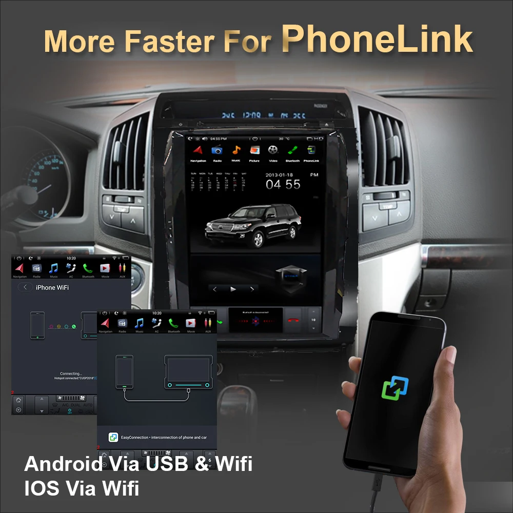 Автомобильный GPS-навигатор в стиле Tesla Android 9 0 для TOYOTA LAND CRUISER LC200 2008-2015 VXR
