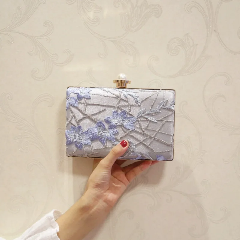 New Handbag Embroidered Hand Square Sling Bag Fashion Mini One-Shoulder Cross-Body Dinner Clutch Purse |