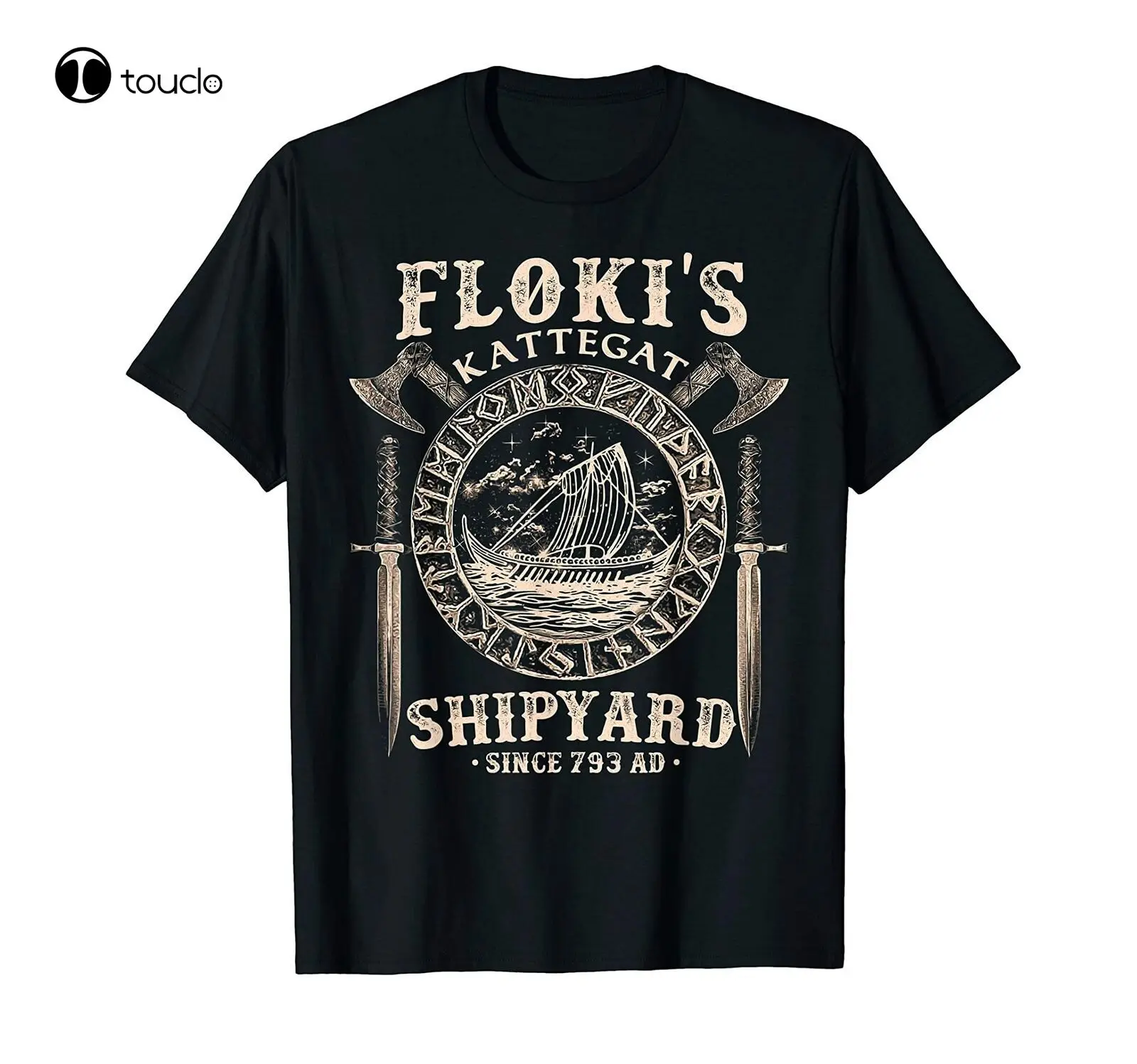 

Flokis Shipyard Kattegat Ship And Sword T-Shirt Gift Vintage Men Gift Tee Tee Shirt