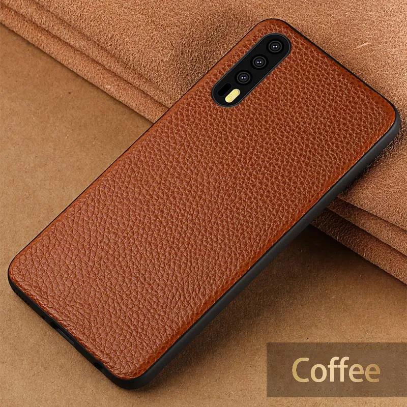 Чехол для телефона из воловьей кожи для huawei mate 9 10 20 Pro P10 P20 P30 Lite задняя крышка с текстурой личи для Honor 8X9 10 чехол Чехол - Цвет: Coffee