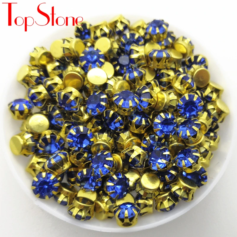 Круглые стеклянные чатоны с закрепкой в виде когтей подсолнуха разноцветные 140