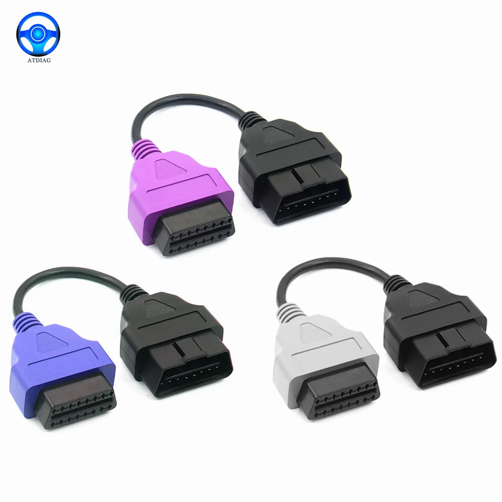

NEW 3pcs/Set For Fiat Ecu Scan Adaptor Connector 16pin OBD2 16pin Cable OBD Cable For Fiat Alfa Romeo Three Color Free Shipping