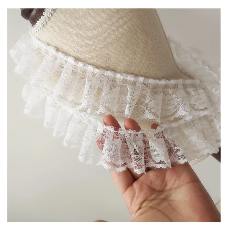 1 м Высококачественная плиссированная кружевная лента с отделкой белая ткань 5 см