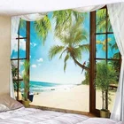 SepYue пляжное кокосовое дерево Пейзаж гобелен настенная подвеска в стиле Триппи стена искусство спальня окно Декор стена штора-гобелен фон
