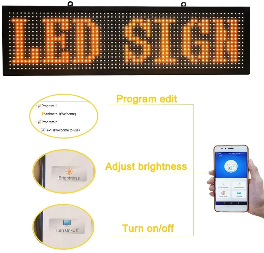 Светодиодный прокручивающийся знак желтого цвета для магазинов витрин