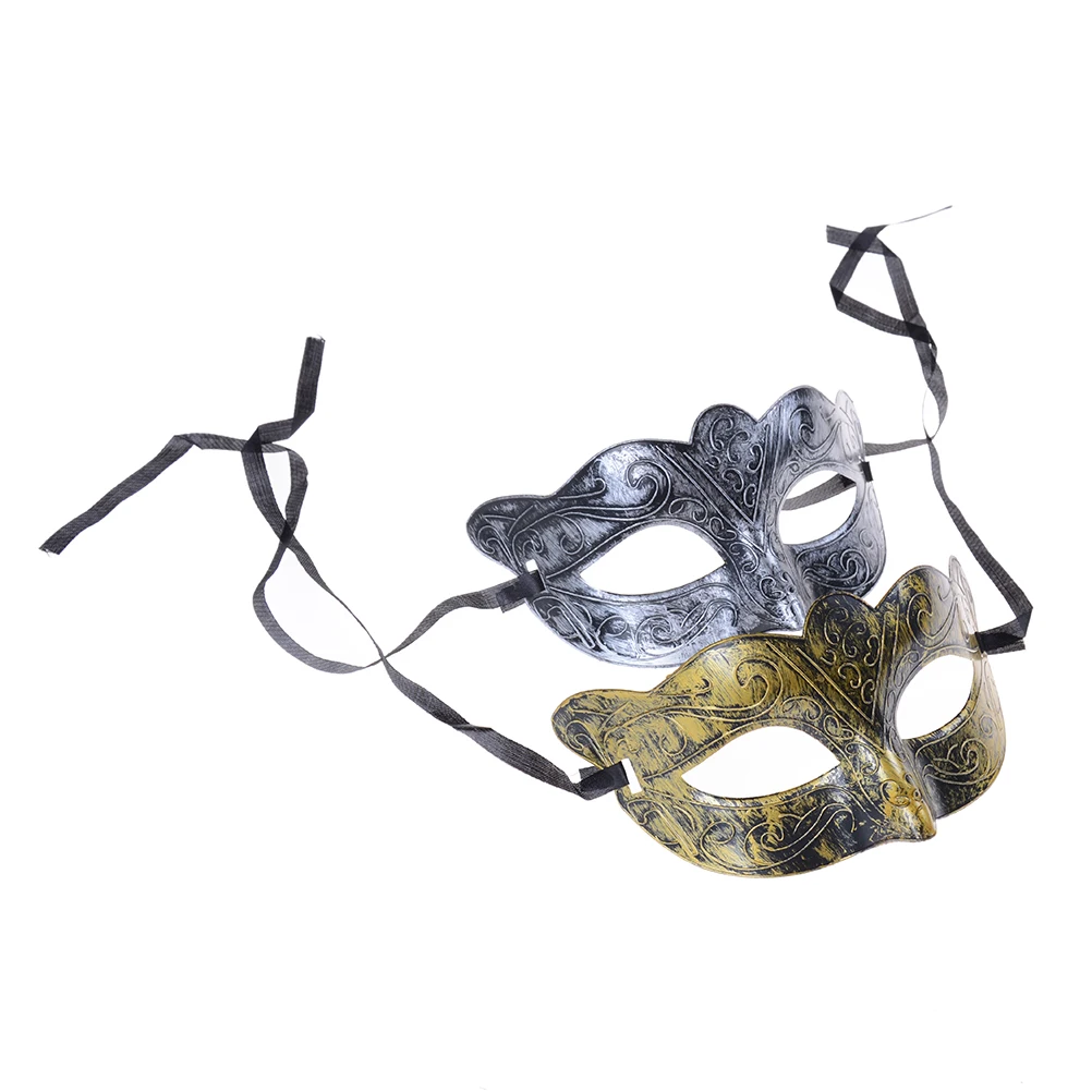 Ретро мужчины Хэллоуин полированный античный серебро золото Венецианская маска