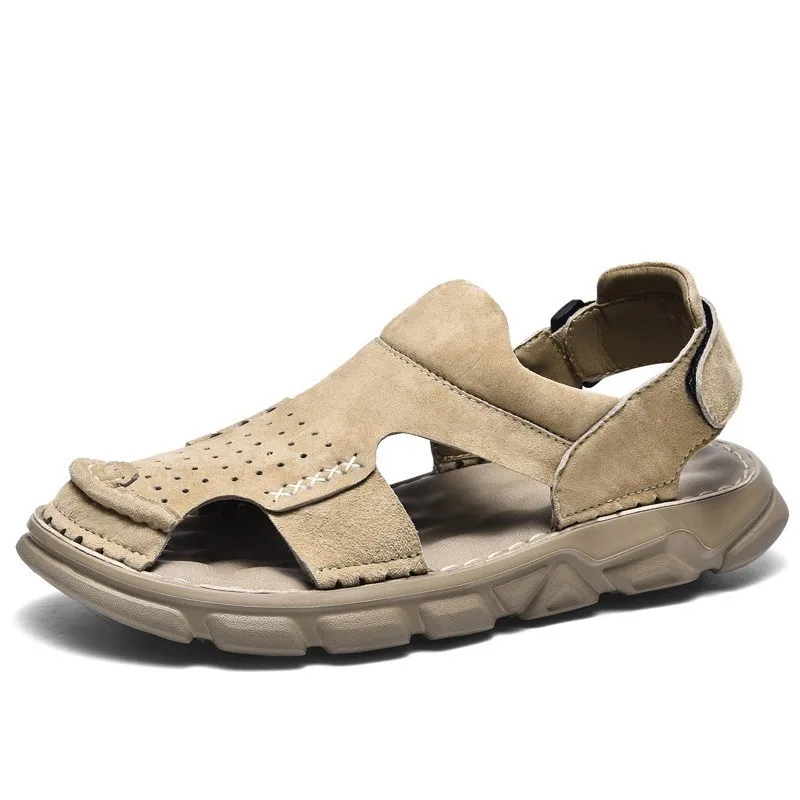 

Summer Sandal Mens Platform Sneakers Genuine Leather Casual Shoes Outdoor Non-Slip Breathable Hiking Sandals Male Beach Shoes