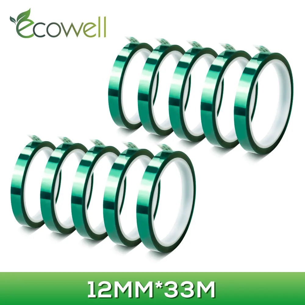 

Ecowell 12mm*33m Heat Resistant PET High Temperature Green PET Tape Protective Tape For PCB Welding Plates Insulation protection