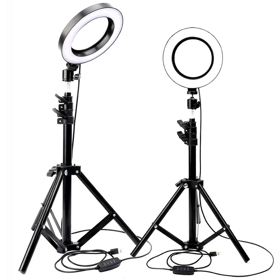 

Dimmable Studio Led Selfie Ring Light 26cm Photographic Lighting 6" 10" Fill Light with 2m Tripod stand For Youtube Makeup Live