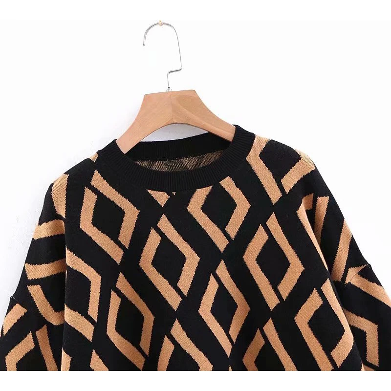 Повседневный женский свитер коричневого цвета весна-осень 2019 новая мода круглый