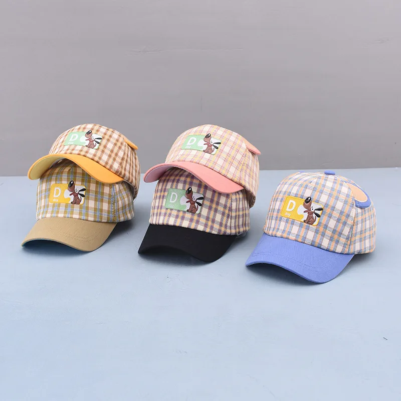 

2021 new arrival hot sell casual kids Baseball Cap patchwork plaid Summer hat Outdoor Adjustable Hip Hop Hats Casquette