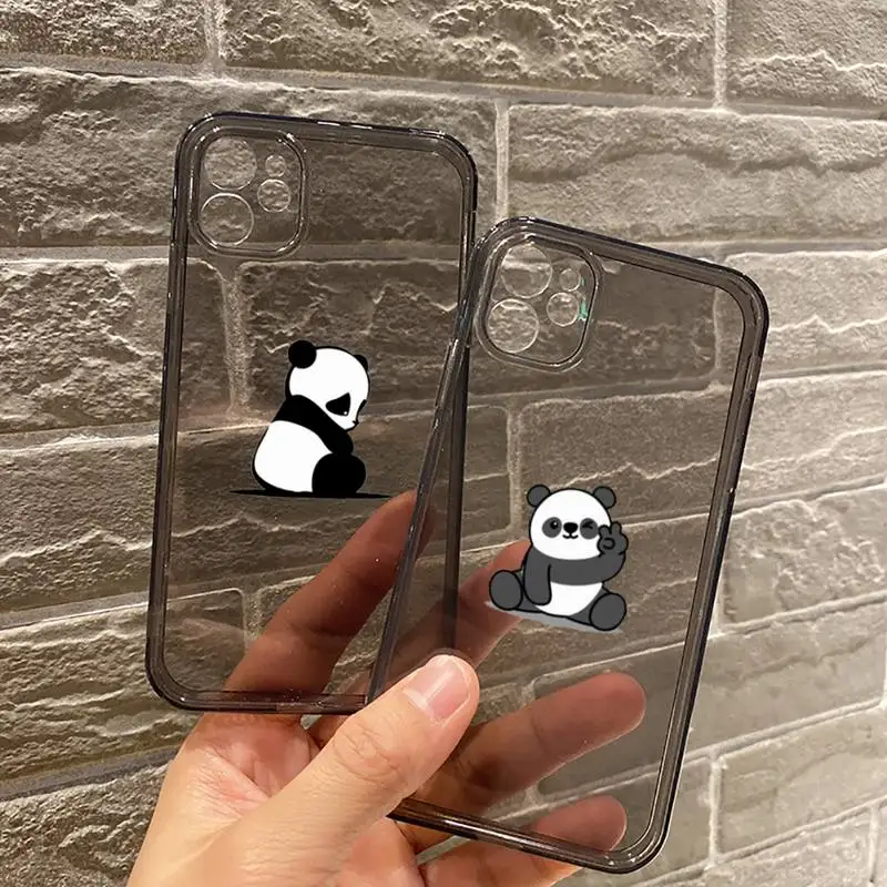 

Lovely panda cartoon animal Phone Case Transparent for iPhone 7 8 11 12 se 2020 mini pro X XS XR MAX Plus