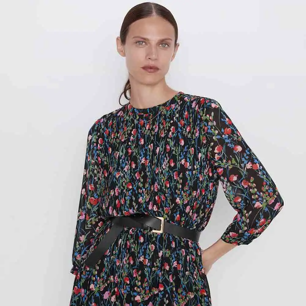 Женское платье с круглым вырезом ZA повседневное праздничное принтом вечерние