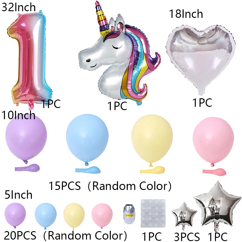 Радужные воздушные шары в виде единорога для девочек украшение дня рождения 1 2 3 5