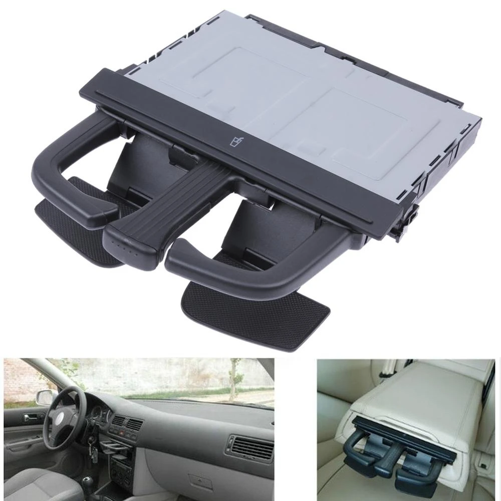 

Dual Slot Car Cup Holder Foldable Radio Back Seat Beverage Drink Bottle Mount Stand Bracket For VW Golf 4/Audi A4L A5 A7 Q7/Bora