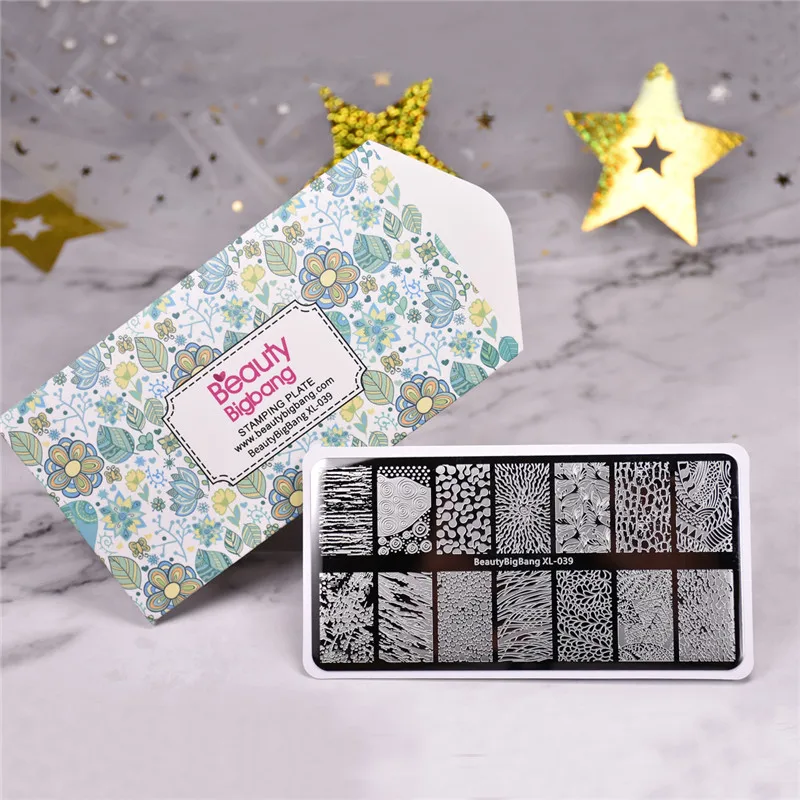 Пластина для стемпинга ногтей 6*12 см в стиле ретро с изображением цветов Листьев