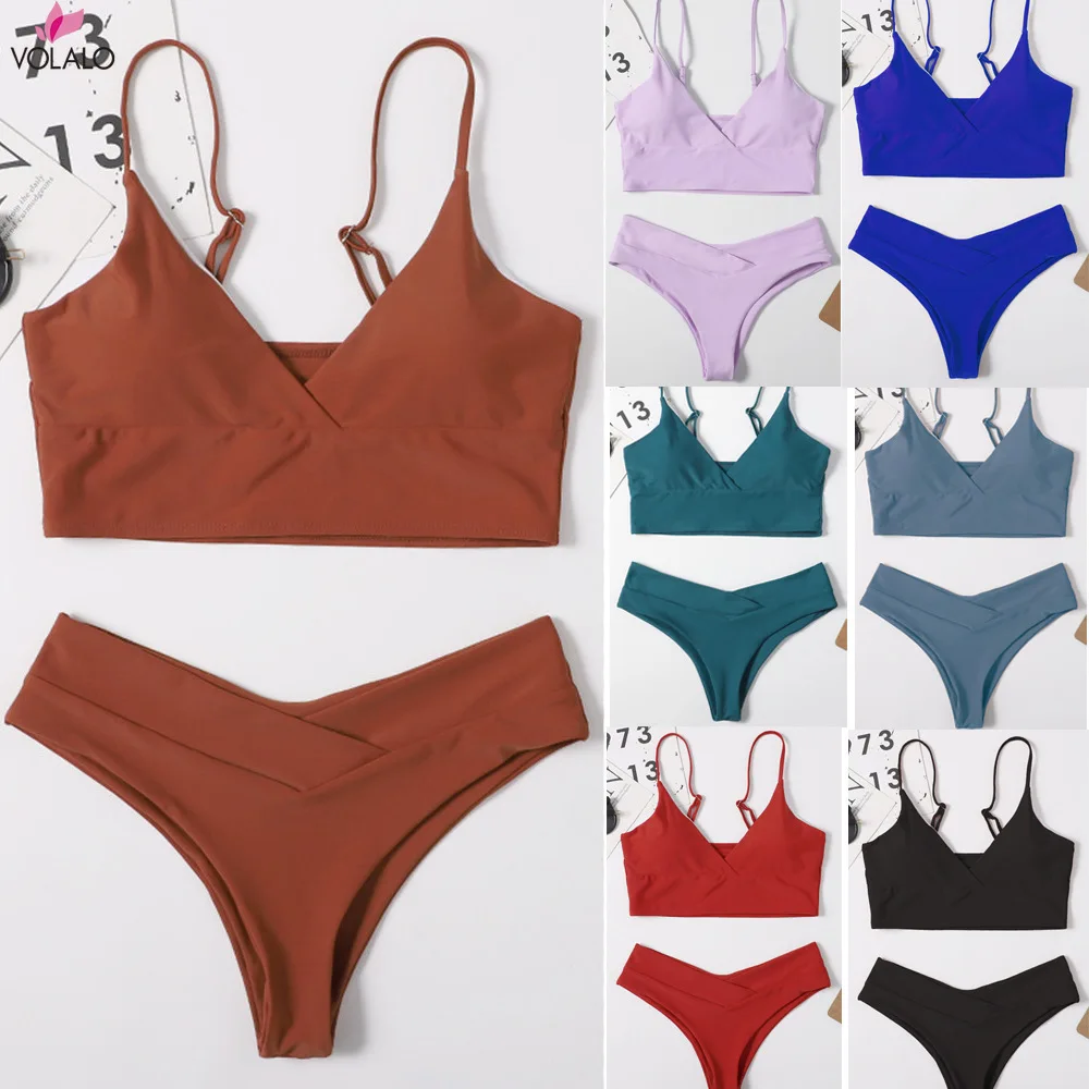 

2021 New Tube Top Women's Bikini High Waisted Tummy Control Two Pieces Beach Wear Biquinis Swimsuit Swimwear