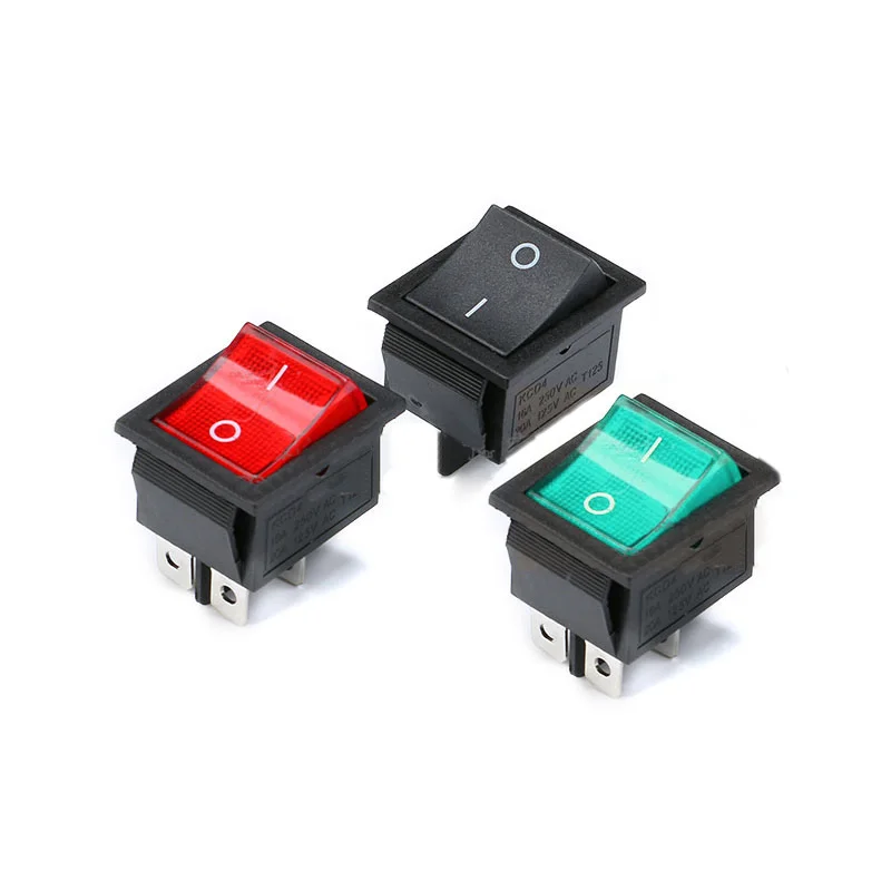 

5pcs KCD4 Rocker Switch 2 Position 4 PIN 6PIN 16A/250V 20A/125V Electrical Equipment With Light Power Switch ON-OFF-ON 31*25mm