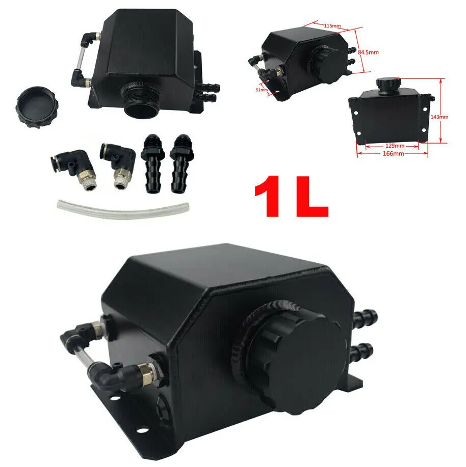 

Universal Oil Catch Tank Radiator Overflow Coolant Recovery Water Bottle Can Polished Reservoir Aluminum 1000ml