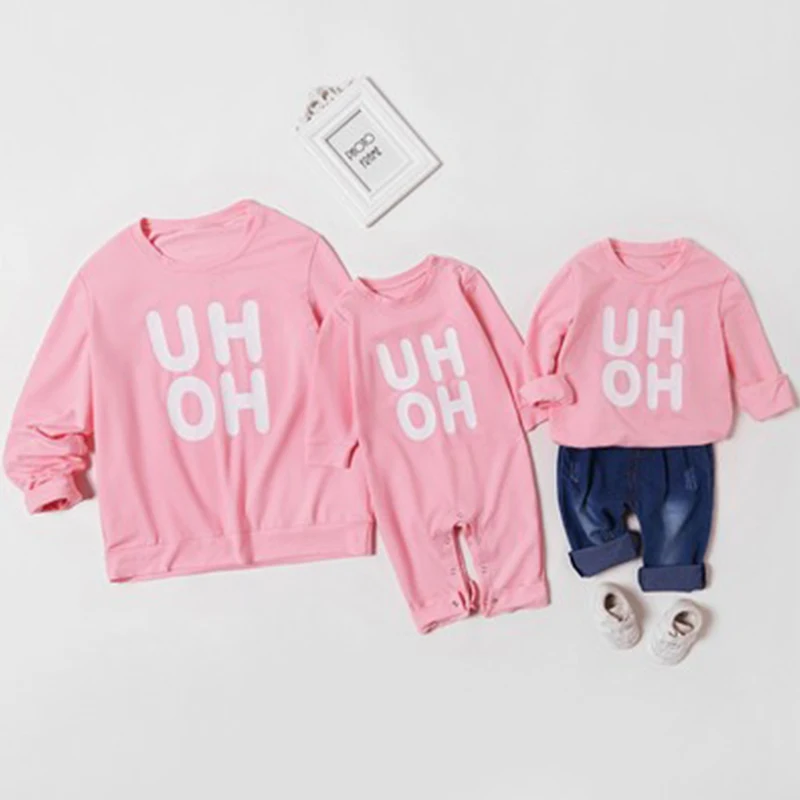 

Letter Print Family Sweatshirt Mother Daughter Autumn Long Sleeve Pullover Family Matching Clothes Casual Hoodies Pullovers
