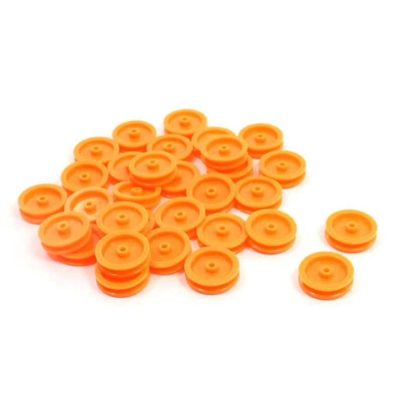 

30 Pcs 2mm Hole Orange Plastic Belt Pulley for DIY RC Toy Car Airplane