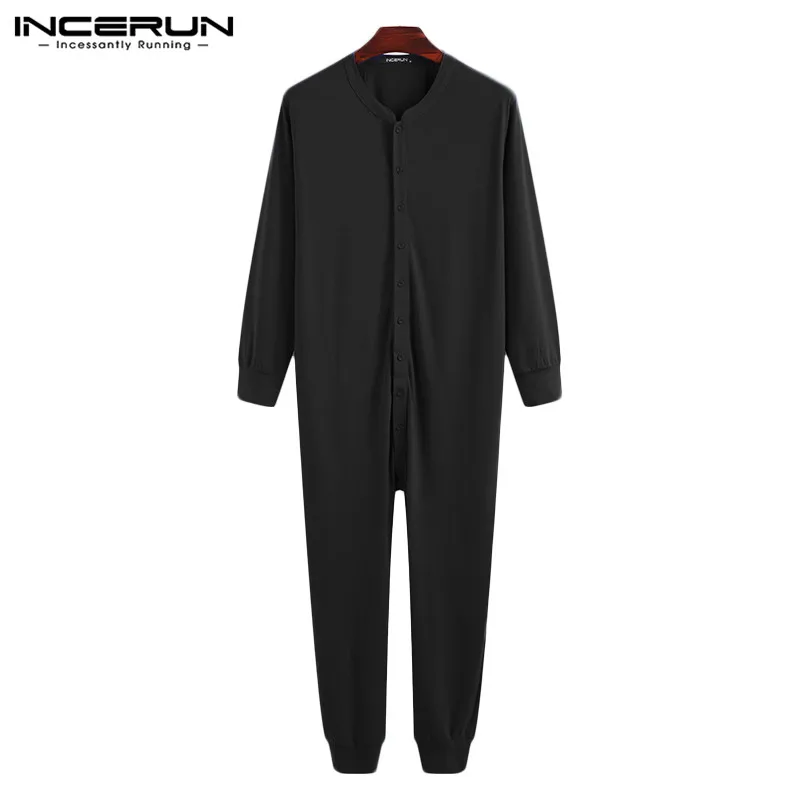 INCERUN Для мужчин Пижама комбинезон однотонные 2021 удобные одежда для сна