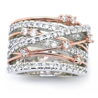 925 silver ladies wedding engagement ring rose gold topaz boutique luxury jewelry zircon ring wholesale