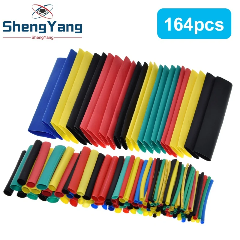 

164pcs/Set Heat shrink tube kit Insulation Sleeving termoretractil Polyolefin Shrinking Assorted Heat Shrink Tubing Wire Cable