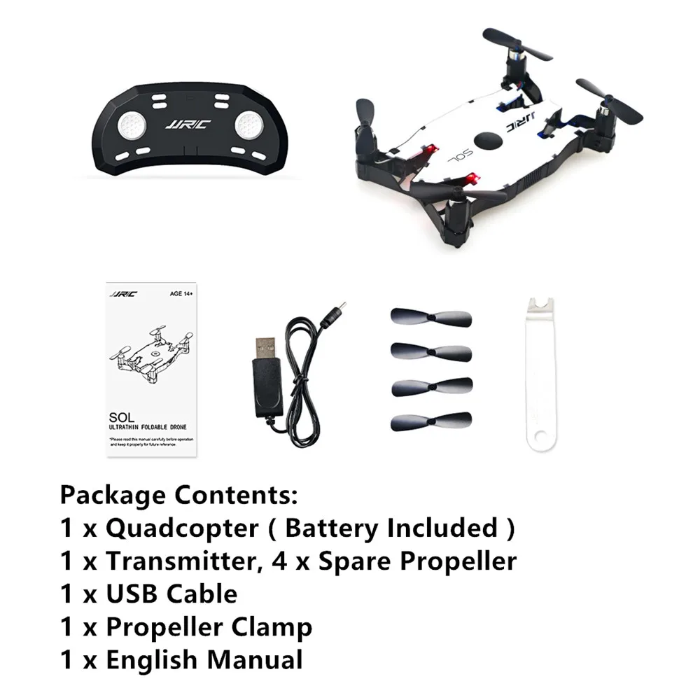 JJRC H49 SOL Складной радиоуправляемый мини дрон 4-канальный 720P HD и WiFi - Цвет: white